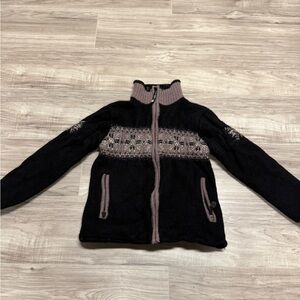 Icewear Wool Sweater Nordic Zip Kids Black and Brown Jacket Unisex Kids Large